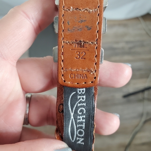 Brighton woven leather silver skinny belt size 32 - Picture 4 of 4